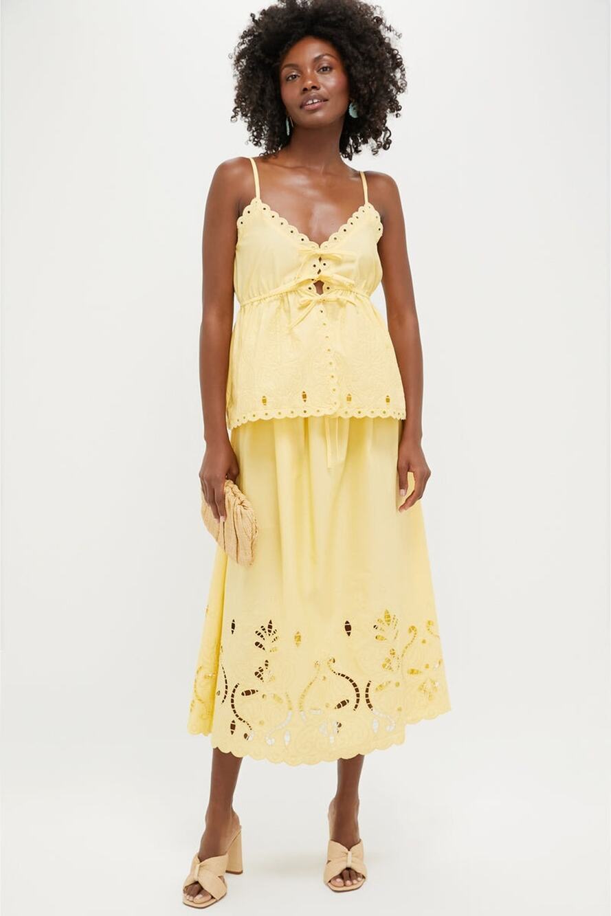 MOON RIVER Light Yellow Set Size S (top is NWT skirt is NWOT) Retail $195